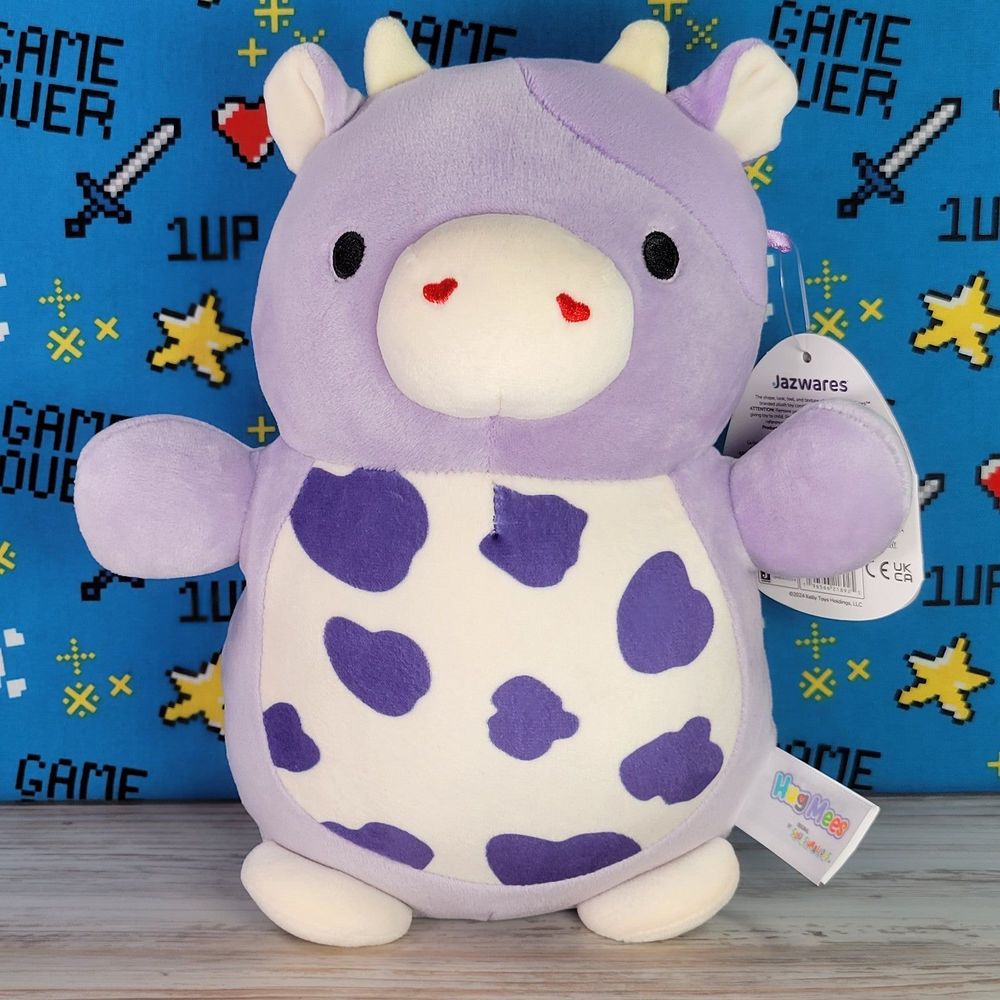 Squishmallow Bubba the Purple Cow 10" UltraSoft Hugmees Plush NWT